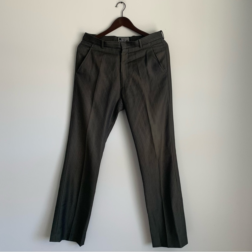 Authentic VERSACE Wool Striped Wide Leg Tailored Pants